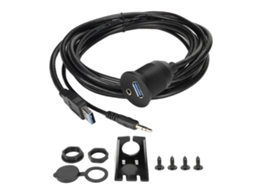 Cable de Montaje Empotrado de 2 M Usb 3.0 Aux 3.5 Mm para Coche, Barco, Motocicleta Con Indicadores Led.