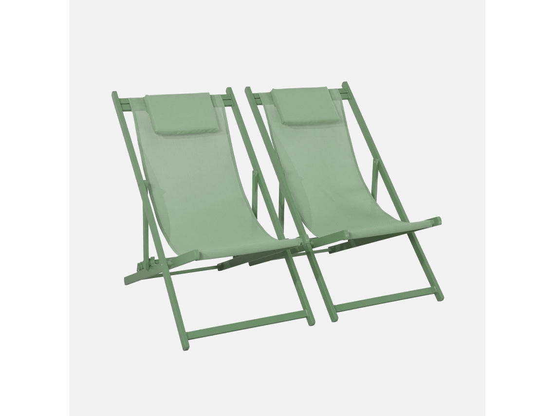 Espreguiçadeira De Alumínio Multi Posições, Set De 2, Verde
