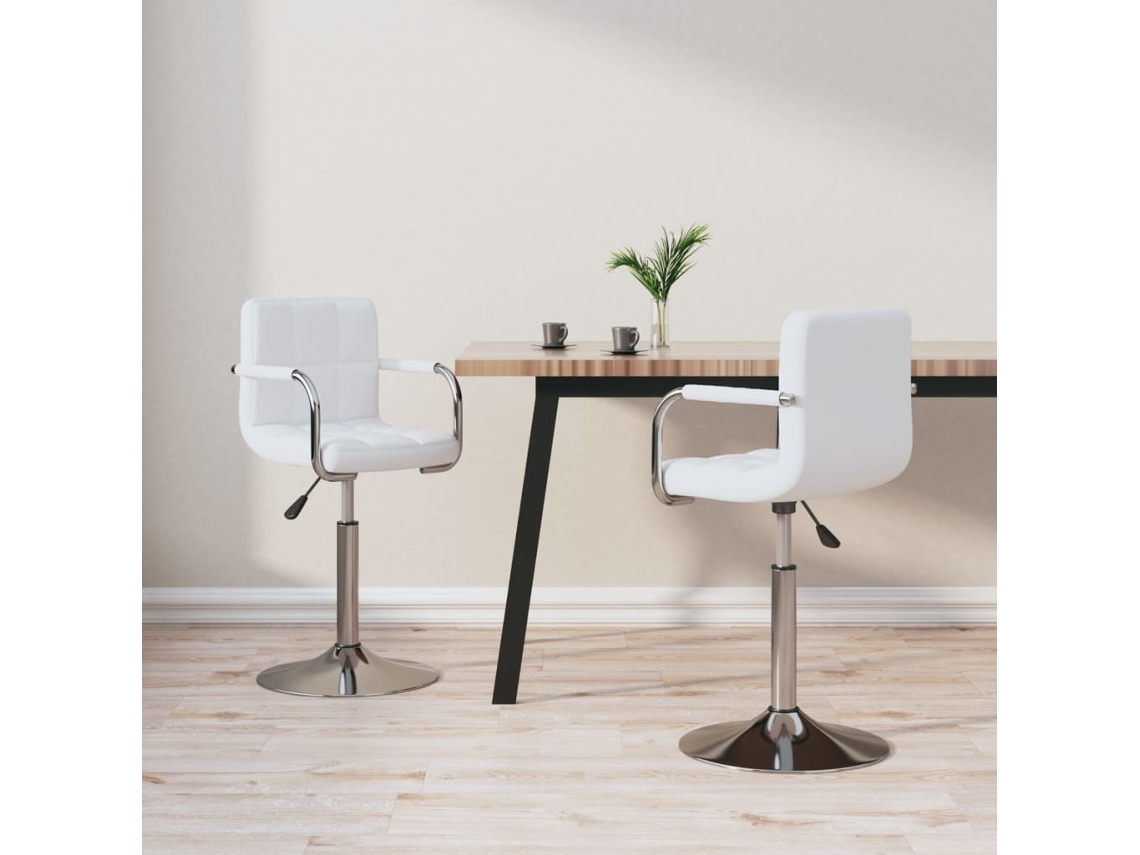 Vidaxl Cadeiras De Jantar Giratórias 2 Pcs Couro Artificial Branco