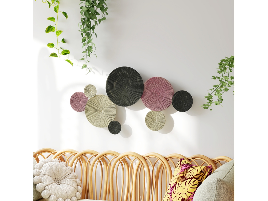 Disc Design Wall Decor Set, 8 Metal Discs, Versatile, Multi-colour