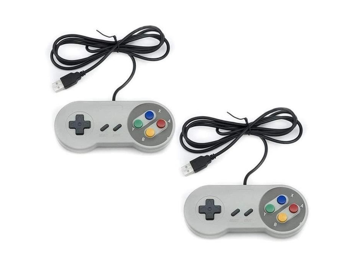Pacote com 2 Controladores de Imitação Snes-Nes Usb Gamepad Retrô Clássico Compatível com Pc para Jogos Computador Computador P J15