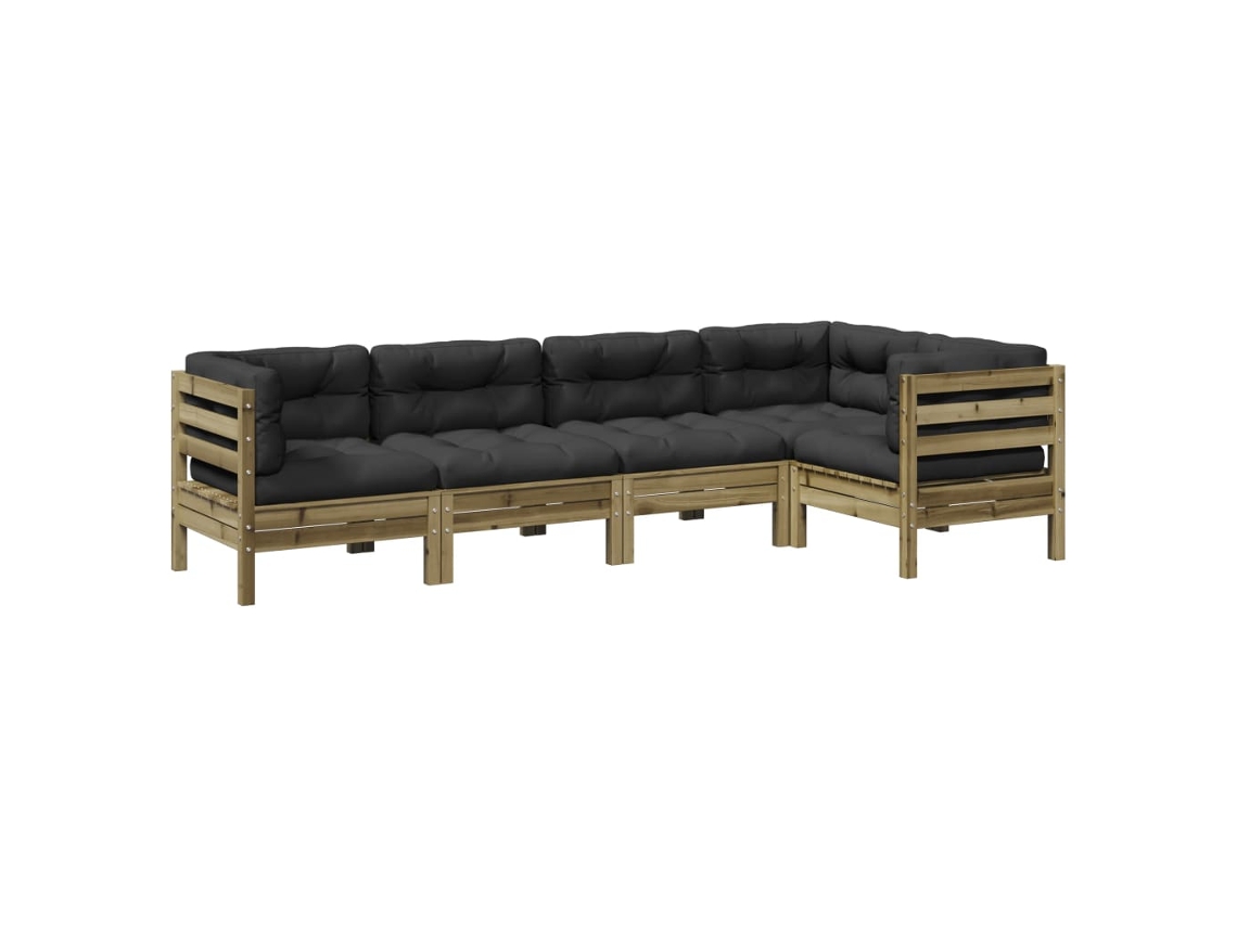 Maison Exclusive - 5 Pcs Conjunto Sofás De Jardim C/ Almofadões Pinho Impregnado
