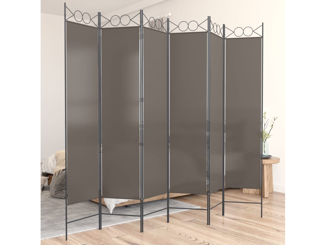 Vidaxl Divisória/biombo Com 6 Painéis 240x200 Cm Tecido Antracite