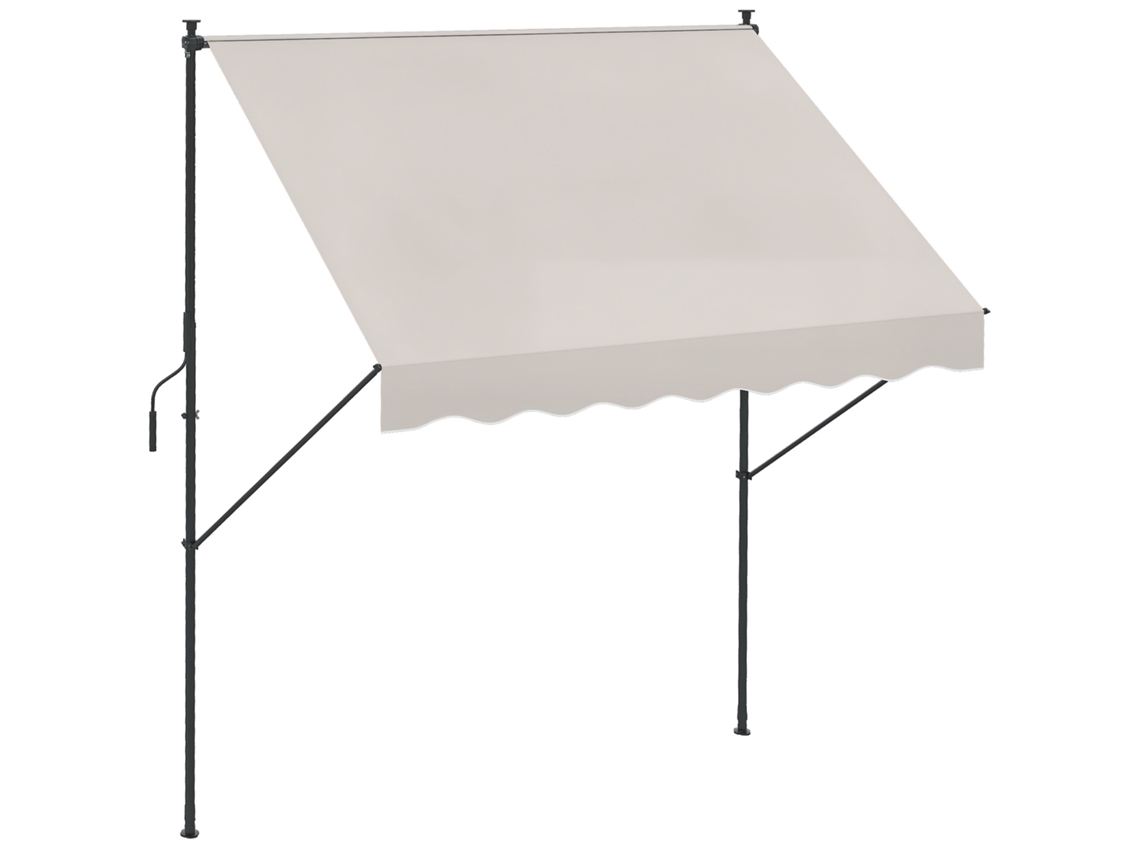 Toldo Manual Retrátil Ajustável 200x175x210 310cm com Manivela,proteção Solar Uv40+ para Varanda e Terraço cor Crema BTFORUS