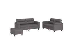 Conjunto de 3 Sofás com Almofadões Couro Artificial Cinzento MAISON EXCLUSIVE