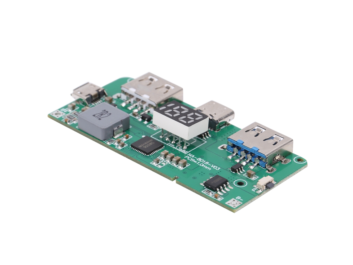 Módulo de energia tipo C com carregador auxiliar e placa de banco de energia para bateria de lítio de 3,7 V PD18W com carregamento rápido duplo