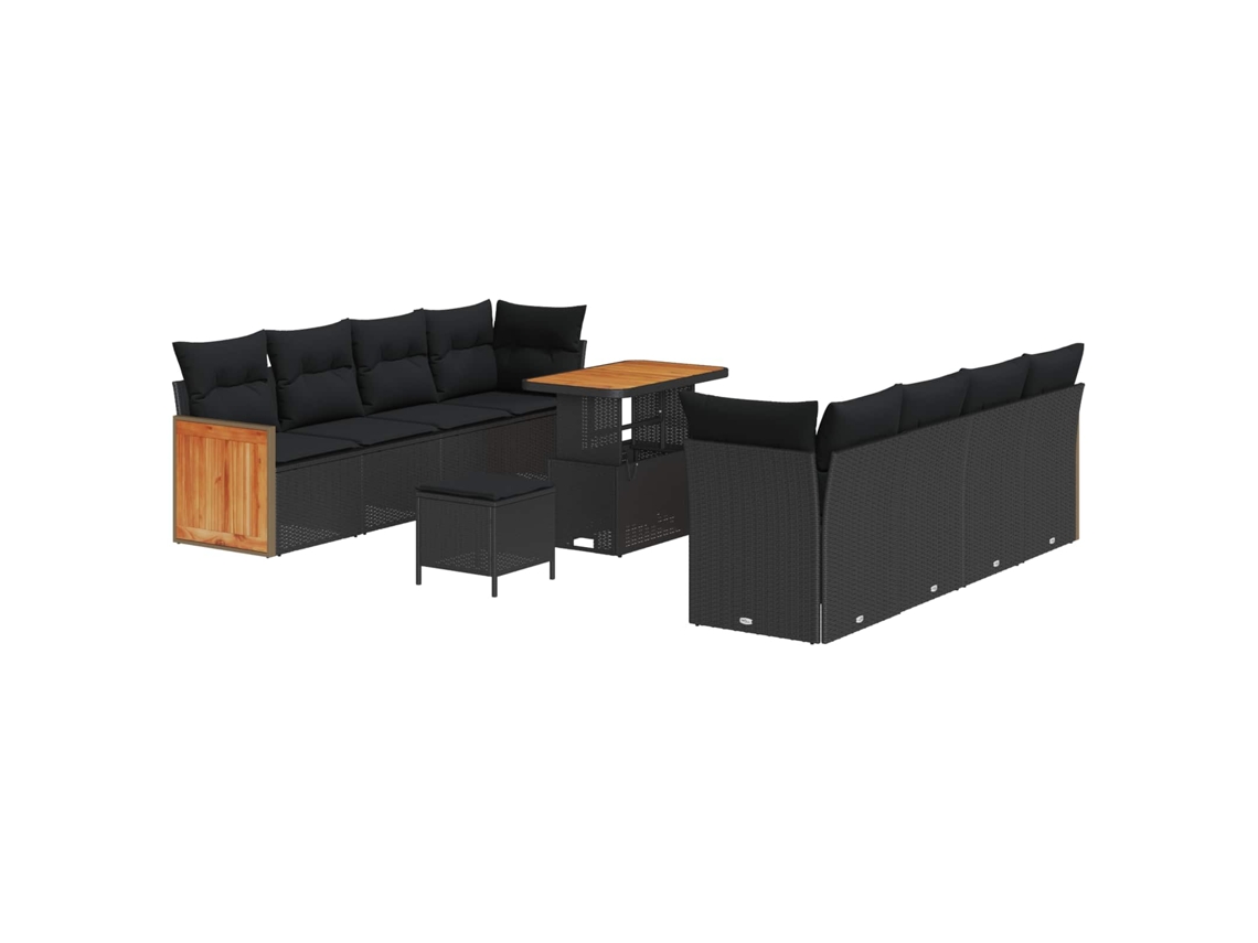 Maison Exclusive - Conjunto De Sofá De Jardim Com Almofada 11 Pcs Preto
