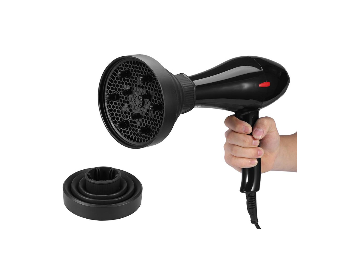 2026 secador de Cabelo Plegável com Difusor Capa Ferramenta de Penteado Salão (preto)