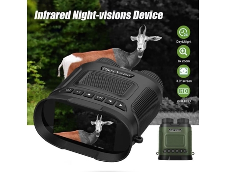 Binóculos de visão noturna IR Distância de observação 300m na escuridão completa Zoom digital 8X 2,5K UHD Vídeo-Preto ALLONSCD