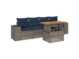 Conjunto de 5 Sofás de Jardim com Almofadões Vime Pe Cinzento MAISON EXCLUSIVE (5 pcs)