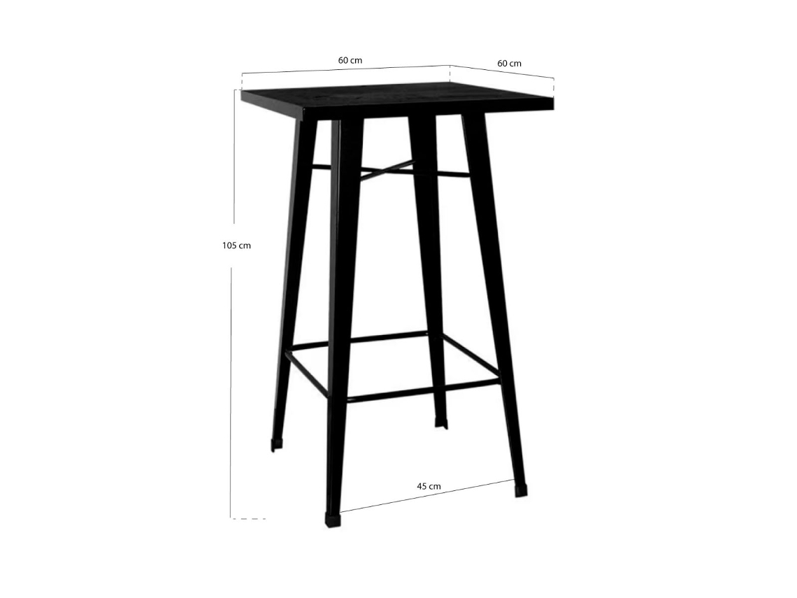 Mesa Torix Alta Quadrada 60 Cm - Preto
