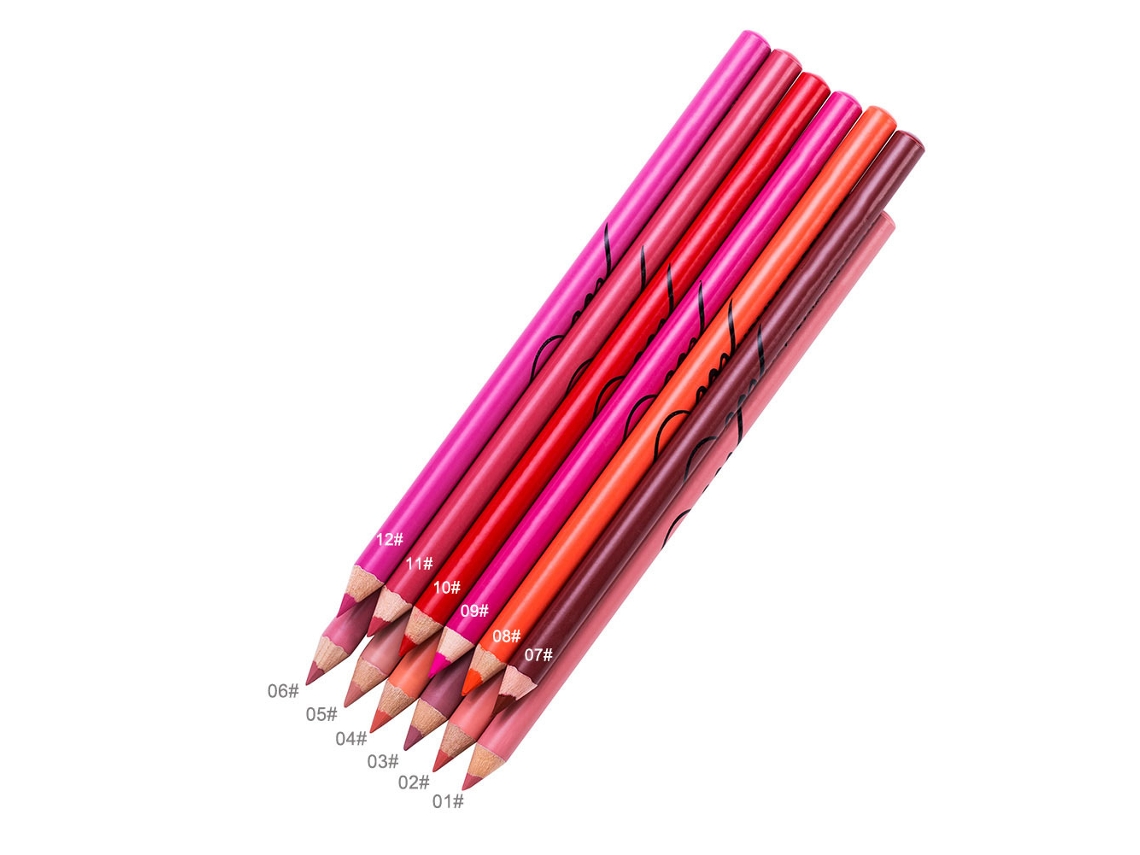 Lápiz Labial Eyeliner 3 Em 1 Profissional 12 Cores Impermeável Caneta De Batom