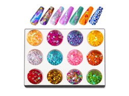 Nail Art Oco Flash Lantejoulas 12 Cores Flash Holográfico Misto Em Forma De Coração Decalque Para Unhas Dia Dos Namorados -Set1 ZMDECQNA