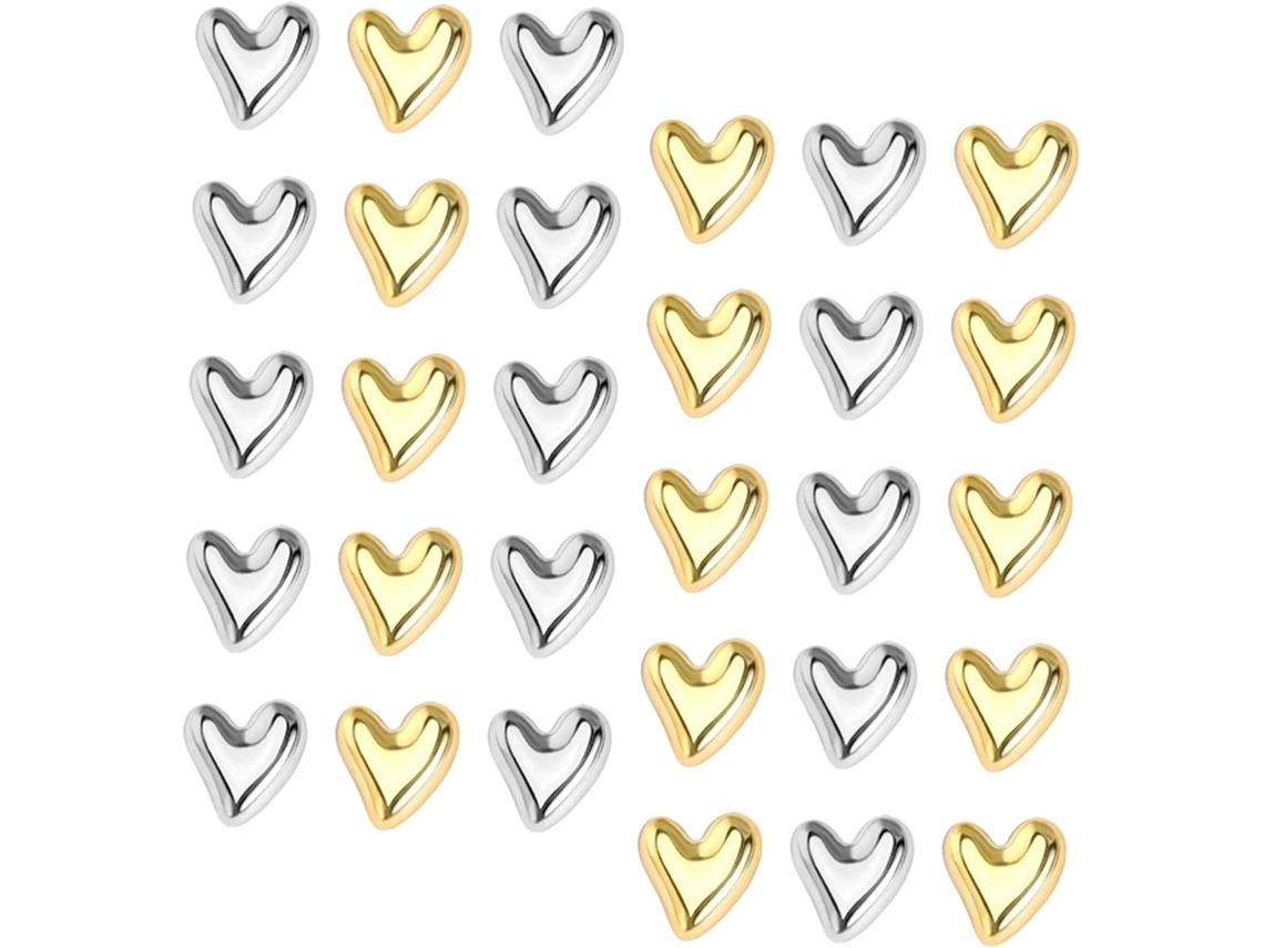 Zerodeko Conjunto De 36-tachinhas Em Formato Coração Metal Dourado E Prateado Para Quadros Cortiça, Tachinhas