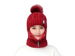 2026 gorro de Punto para Mulher Abrigo de Ouvidos Cremallera Colarinho Suave Quente para Ski Ao Ar Livre Vlp Vino Rojo