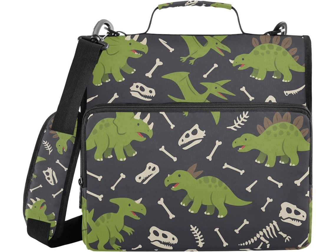 Mochila para macarrão com estampa de esqueleto de dinossauro, zíper, alça de ombro e alça transversal, grande capacidade, 3,8 cm de comprimento, 3 argolas.