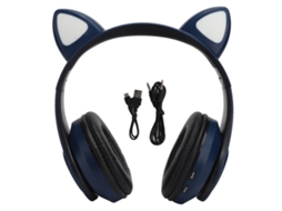 Mali fone de Ouvido Sem Fio B39 com Design de Orelha de Gato Bonito Bluetooth para Música e Jogos Azul