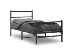 Vidaxl Estrutura De Cama Com Cabeceira E Pés 90x190 Cm Metal Preto