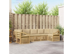 Vidaxl Conjunto De Sofá Sectional 7 Pcs Branco E Bege