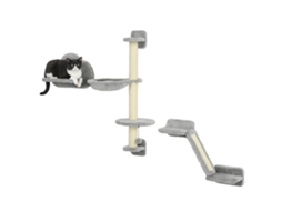 Conjunto De Parede De Escalada Para S Com 3 Peças, Incluindo Rede, Rampa, Arranhador E Plataforma Em Formato De Nuvem (cinza)