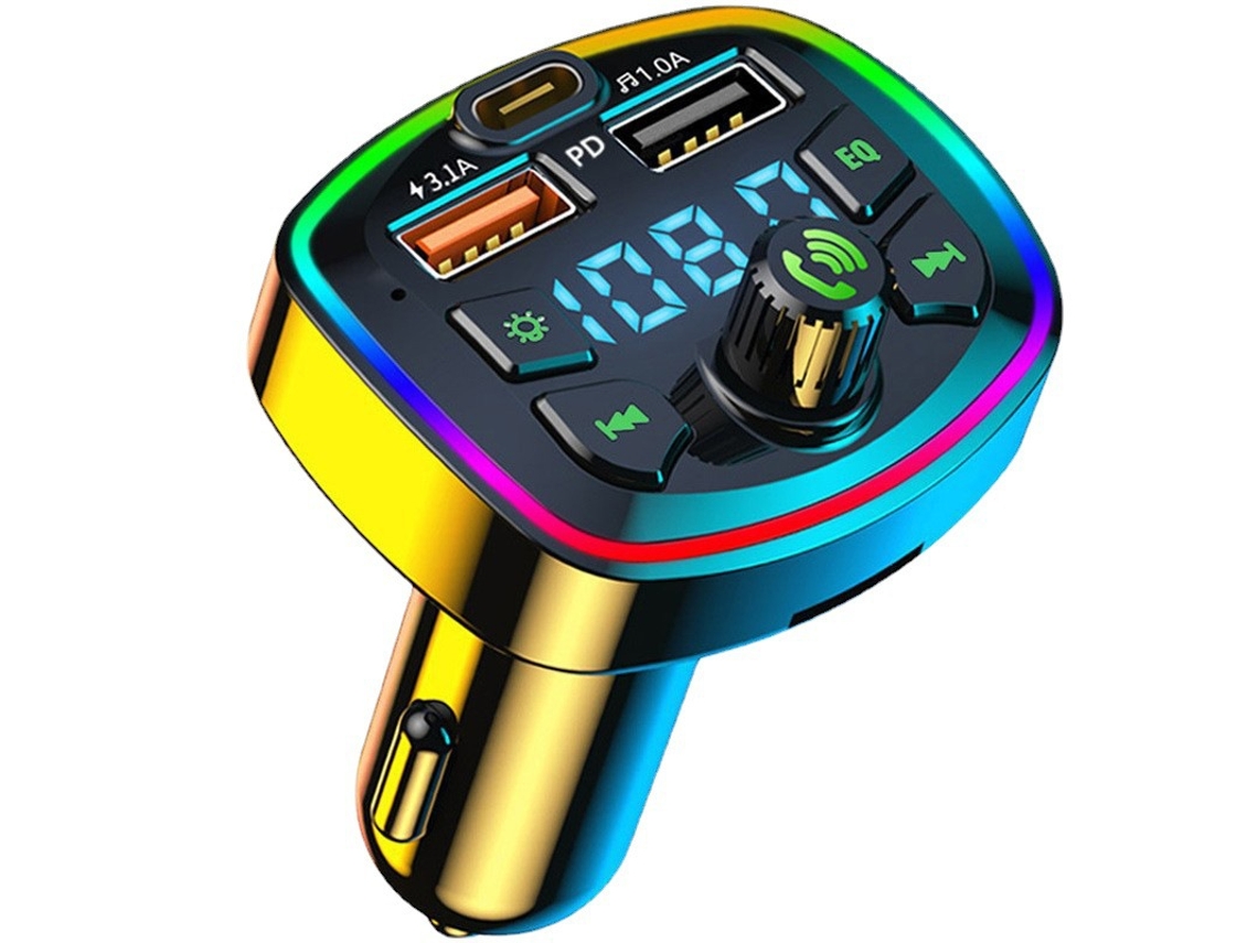 Transmissor Fm YIZHOOD Q7 3.1A Transmissor Fm para Carro Bluetooth Mãos Livres Mp3 Porta Usb Dupla Carregamento Pd Preto