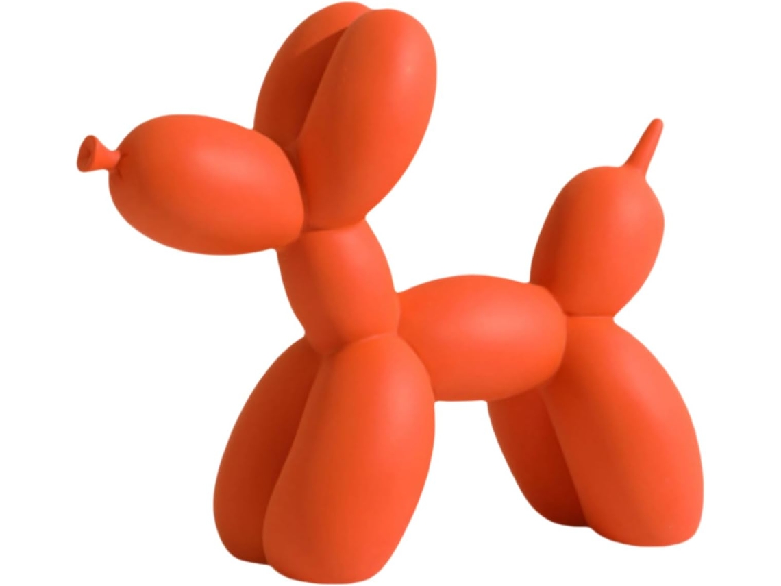 Estátua De Cachorro De Balão Laranja, Fofa E Simples Escultura Decorativa Resina, 22 8,5 18