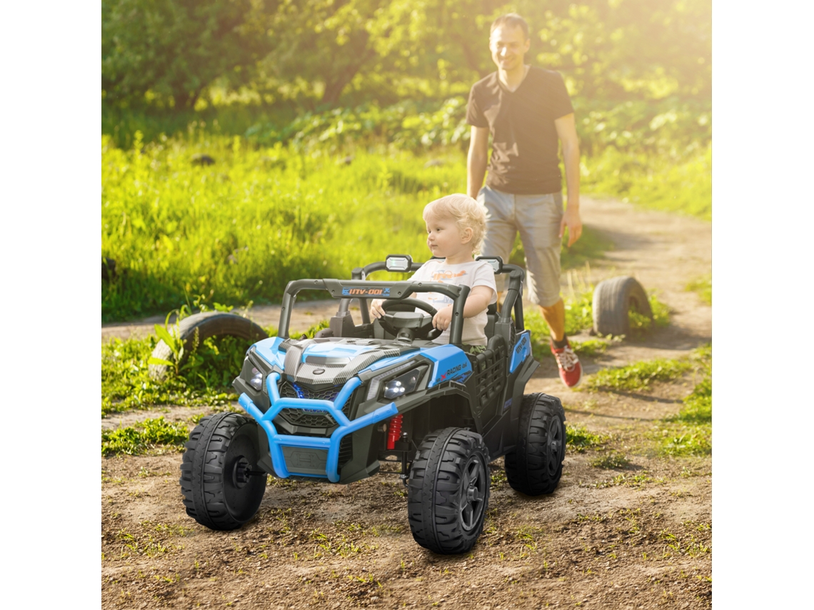 Carro Elétrico Infantil Azul Para 2 Crianças, Controle Remoto Incluso, 3 Velocidades, Bateria 24v, Recomendado Dos 3 Aos 8 Anos.