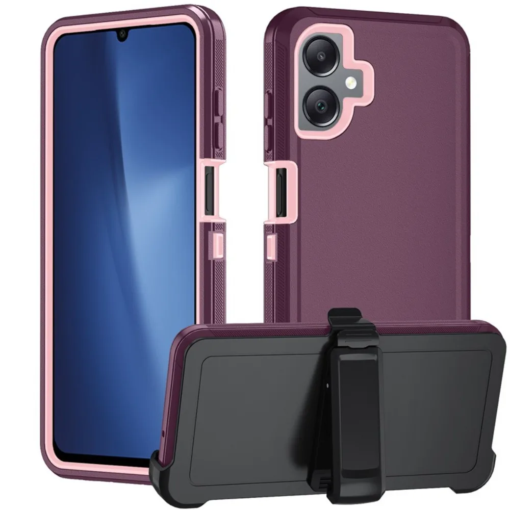 (roxo, Galaxy A04) Capa Para Celular Samsung Em Material Híbrido Triplo À Prova De Choque, Com Clipe.