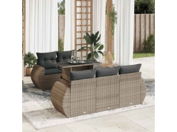 Vidaxl 6 Pcs Conjunto Sofás De Jardim Com Almofadões Vime Cinzento