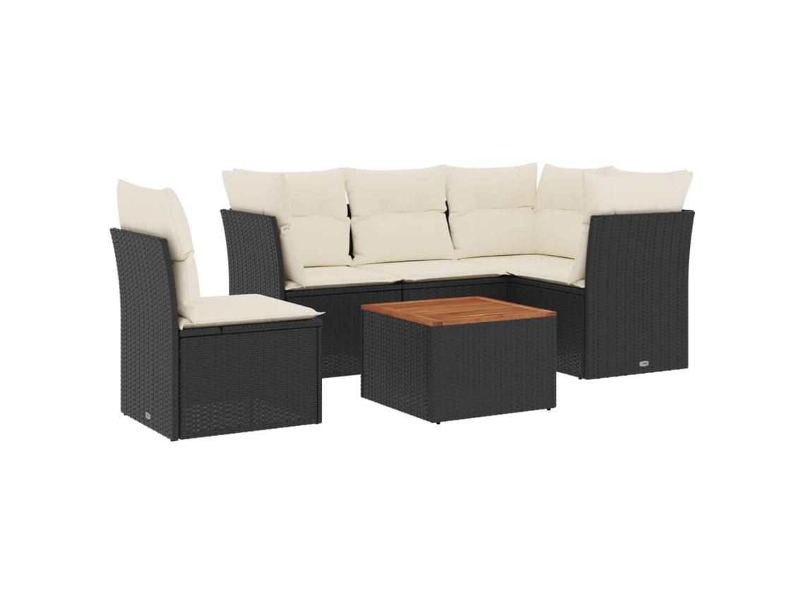 Conjunto 1 Conjunto De Sofás De Jardim Vidaxl Preto Vime Pe (55 X 55 X 37 Cm)