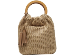 Bolsa De Praia Feminina Em Tecido Trançado, Com Alça De Ombro Elegante, Ideal Para Compras E Passeios.