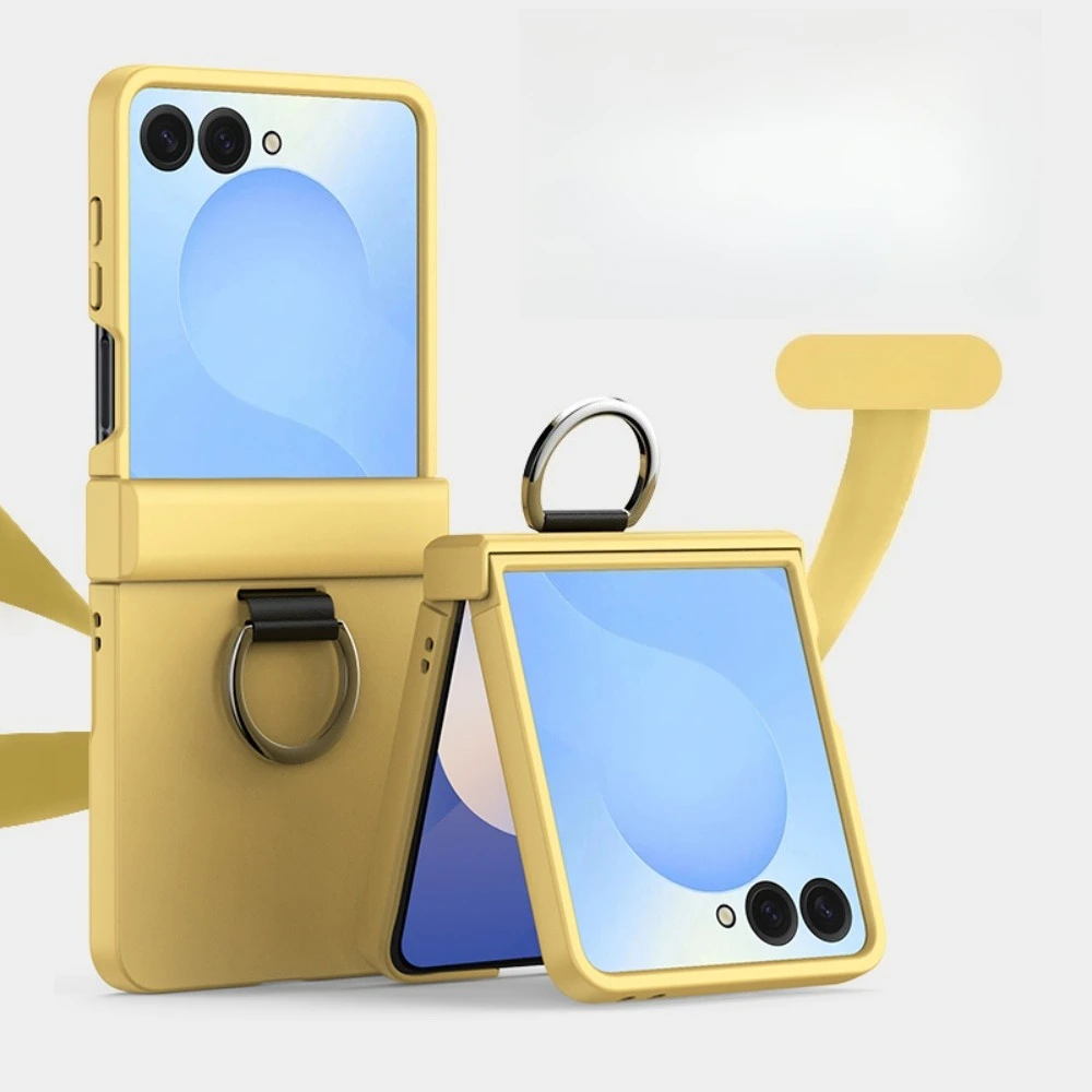 (amarelo, Galaxy Z Flip6) Capa Rígida De Policarbonato Com Suporte De Anel, Proteção Da Dobradiça Central, À Prova De Choque E Resistente A Quedas