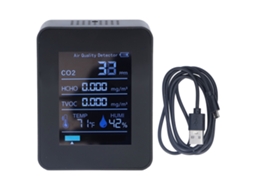Detector de Qualidade do Ar 5 em 1 LAXISCREED com Armazenamento de 60 Dias, LCD Digital e Carregamento Usb