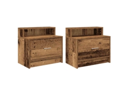 Conjunto de 2 Mesas de Cabeceira com Gaveta Madeira Velha MAISON EXCLUSIVE (51x31x47 cm)