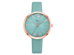 Relógio de Pulso Feminino Elegante com Pulseira de Couro Artificial Azul Céu