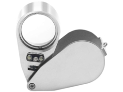 Lupa de Bolso Dobrável para Joalheiros, 40x, com Luz Led e Lâmpada Uv BRILVIBERA