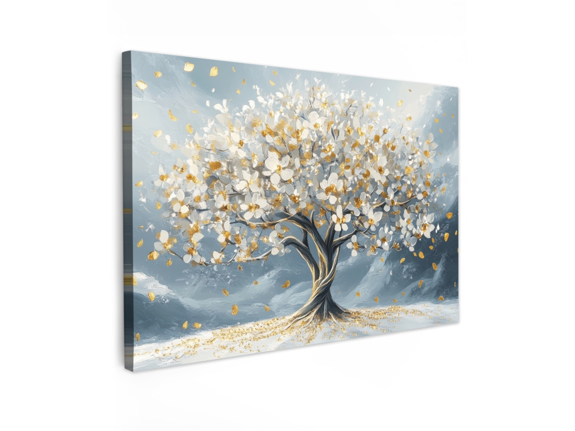 Impressão Em Tela Árvore - Inverno - Árvore Da Vida - Moderno - Dourado 120x80