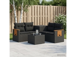 Vidaxl Conjunto De Sofás 6 Unid. Preto Rattan Poliéster E Aço