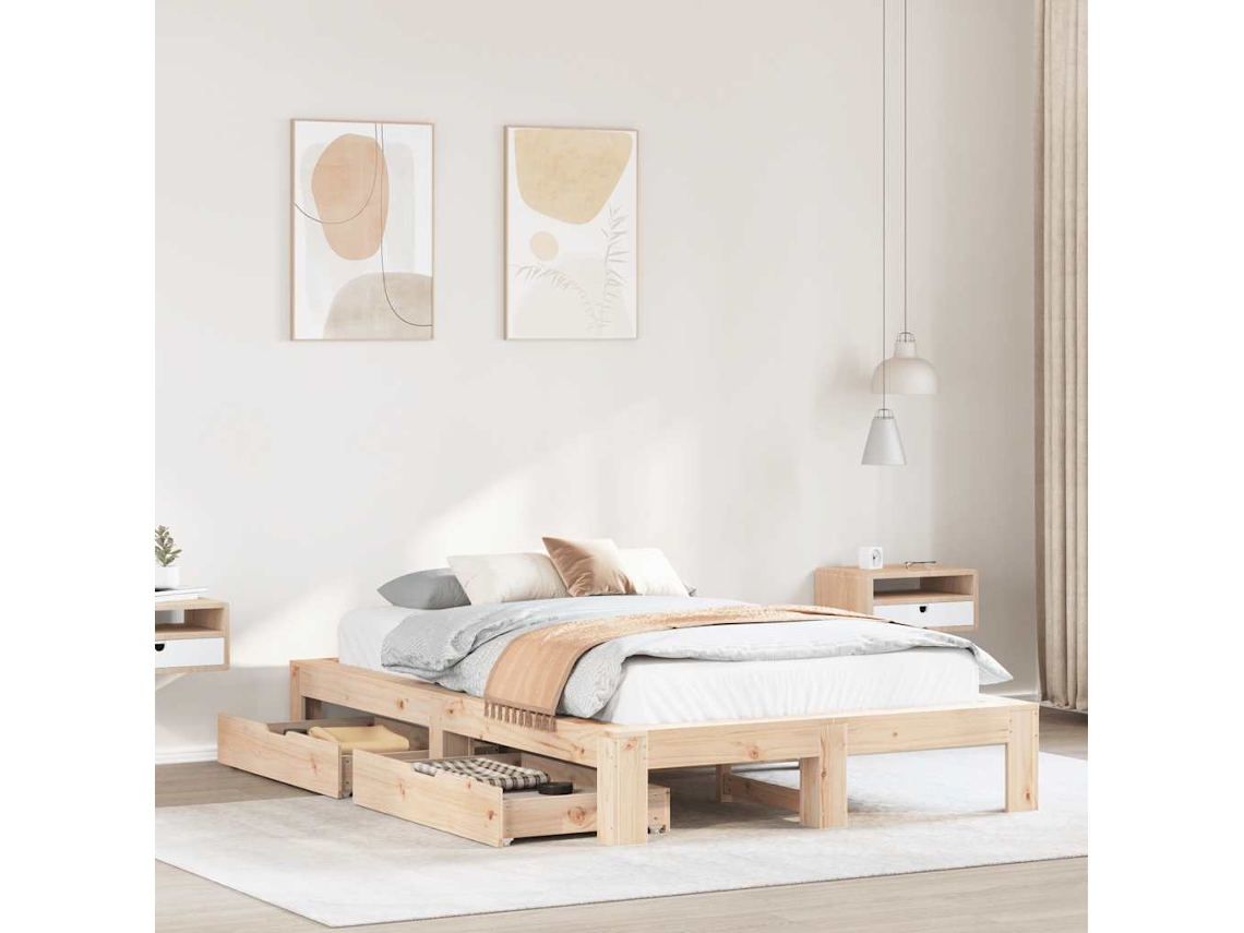 Vidaxl Cama Sem Colchão 120x190 Cm Madeira De Pinho Maciça