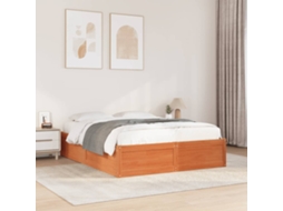 Vidaxl Cama Sem Colchão 140x190 Cm Pinho Maciço Castanho mel