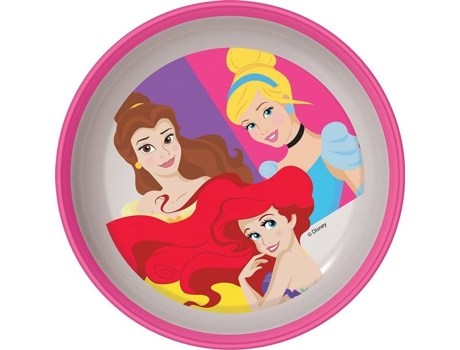 Prato Culinário Tataway Bal Em Plástico Rosa E Branco Disney Para Meninas Princesas Cinderela Ariel Bela Com Base Antiderrapante