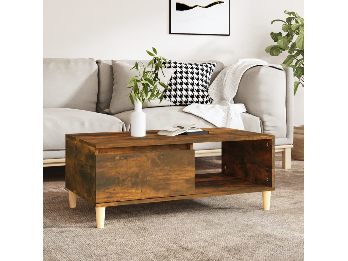 Vidaxl Mesa De Centro 90x50x36,5 Cm Derivados Madeira Carvalho Fumado