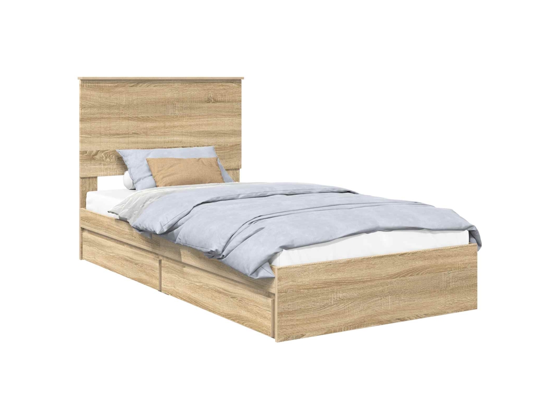 Cama com Armazenamento com Gaveta Carvalho Sonoma 100x200 cm MAISON EXCLUSIVE