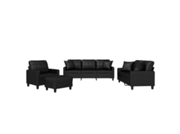 Sofa Set, Sofa Sets Vidaxl Preto Couro Artificial (n/a)