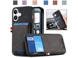 Capa Para Iphone 17 - Textura Jeans Com Compartimentos Para Cartões