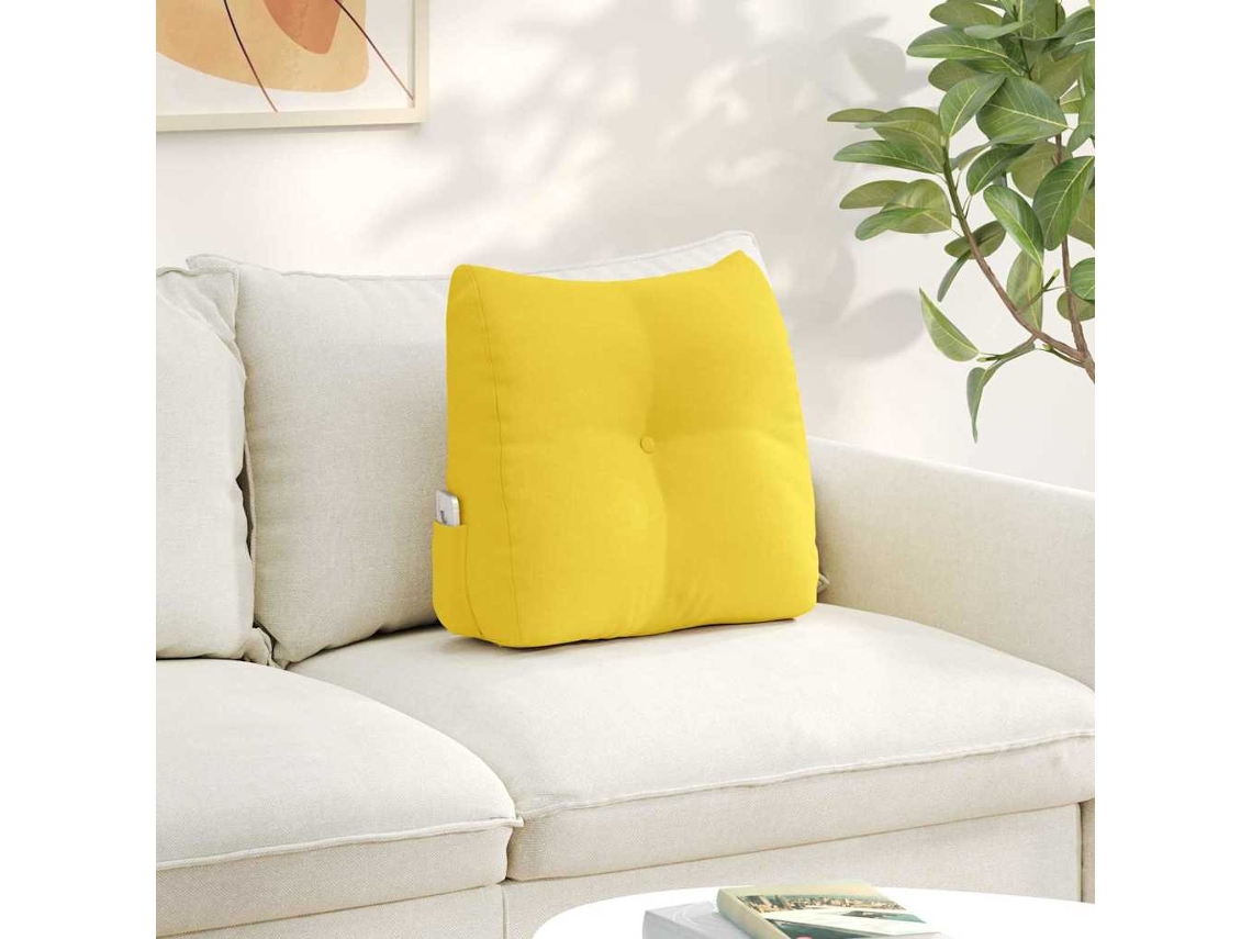 Vidaxl Travesseiro Para Costas Amarelo Claro 45 X 24 X 50 Cm Tecido