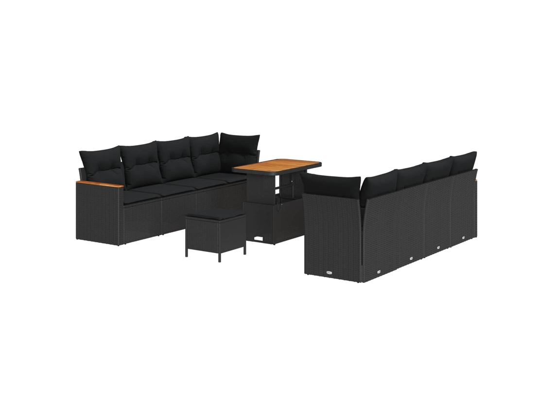 Maison Exclusive - Conjunto De Sofá De Jardim 11 Pcs Preto Vime Pe