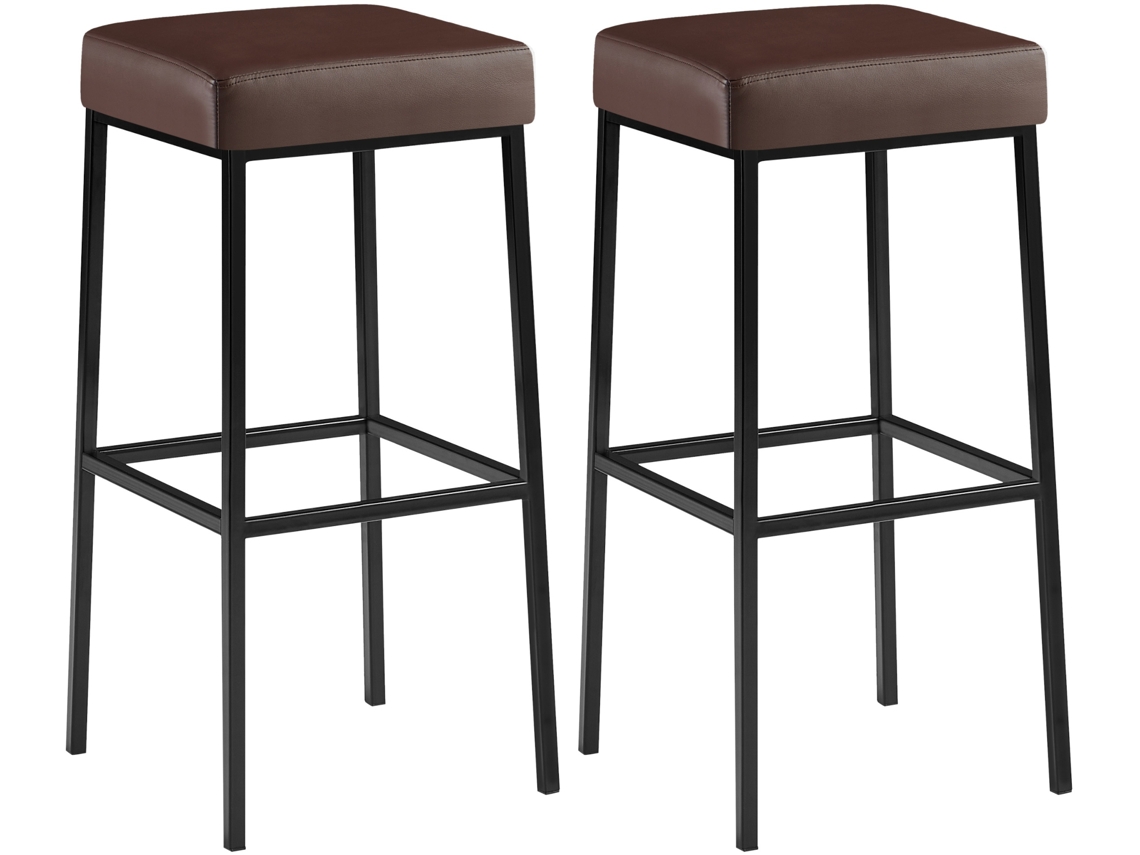 Conjunto de 2 bancos de bar Montreal 85 em imitação de pele marrom/preto CLP