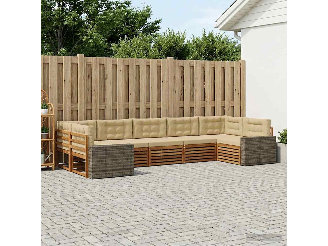 Vidaxl Conjunto De Sofás Para Exterior 7 Pcs Natural E Bege