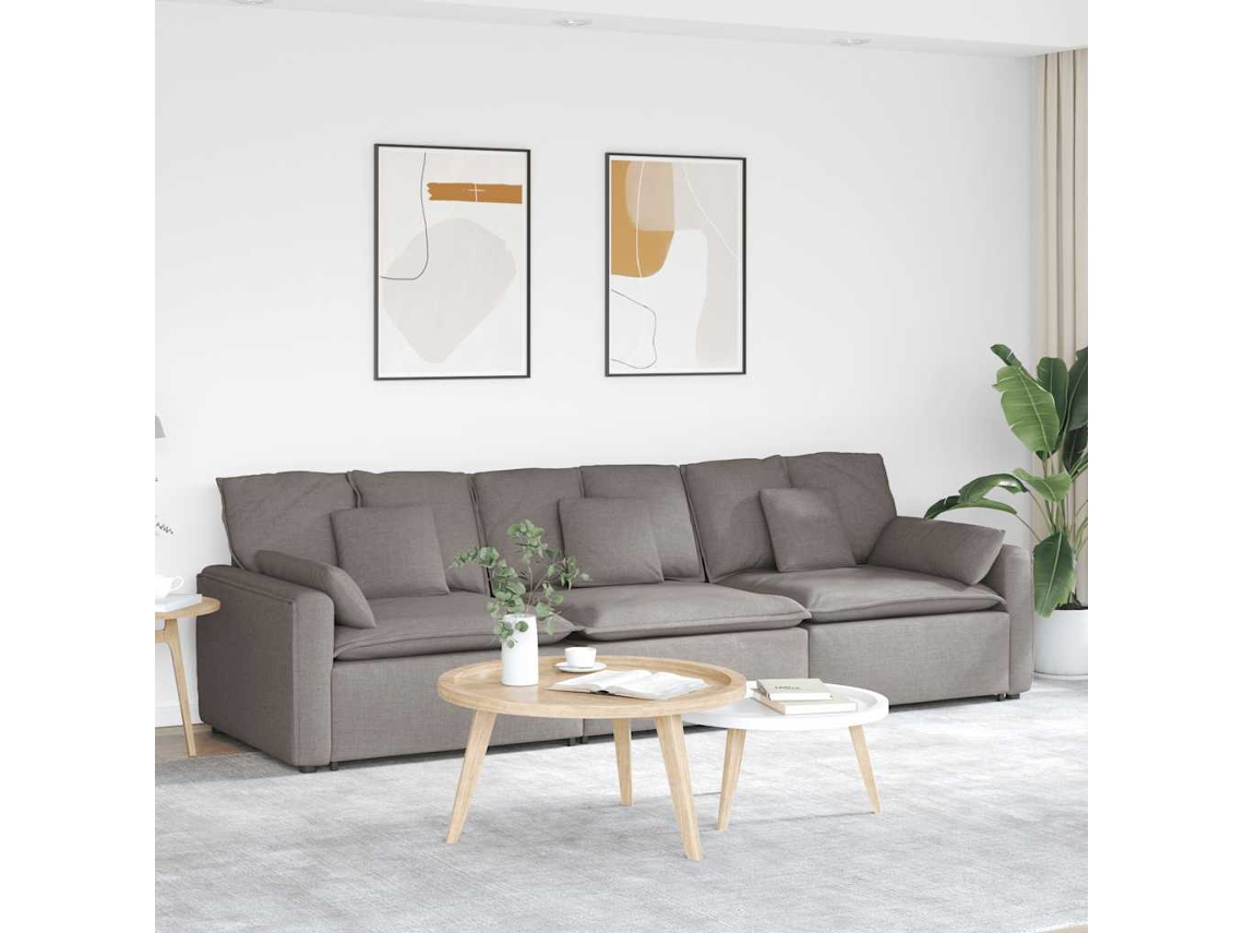Vidaxl Sofá Modular Com Almofadas Castanho-acinzentado